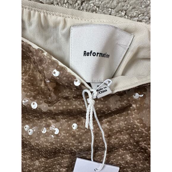 NWT Reformation Lisa Knit Top Mushroom Sequin Tank Size Small - Picture 3 of 11